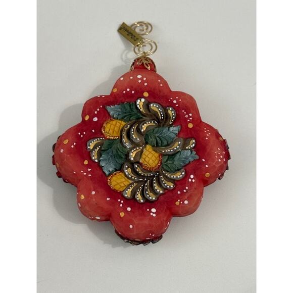 G.Debrekht 61025-21 Girl in Snow w/ Teddy Bear Red Ornament 4" w/ Box - Picture 2 of 6